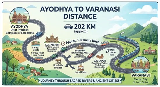 Ayodhya to Varanasi Distance